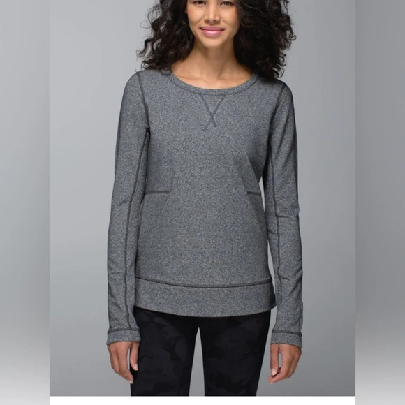 Lululemon Exhalation Pullover Heathered Speckled Blck loose crewneck sweater SM - Picture 1 of 3